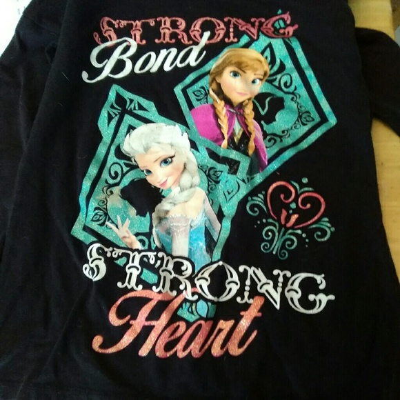 Disney Other - Girls Black Frozen Shirt- size 7/8